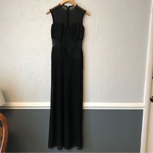 RARE Vintage Tadashi Black Chiffon Panel Pant Gown (M) - Picture 2 of 14